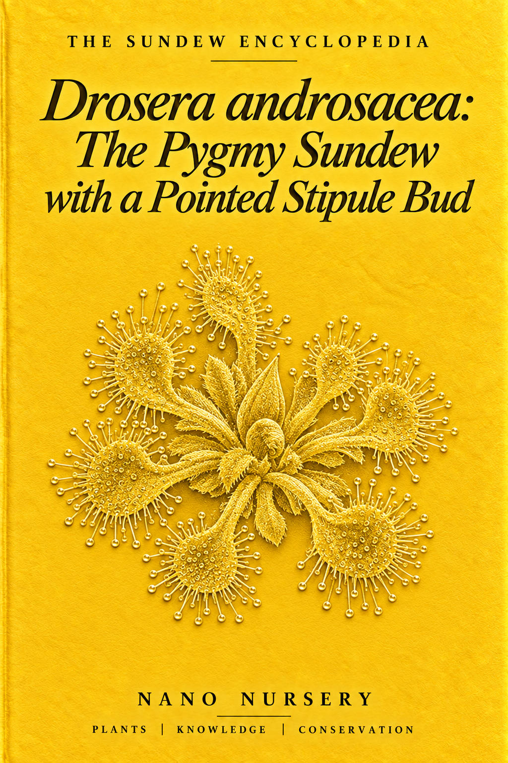 The Sundew Encyclopedia cover — Drosera androsacea: The Pygmy Sundew with a Pointed Stipule Bud