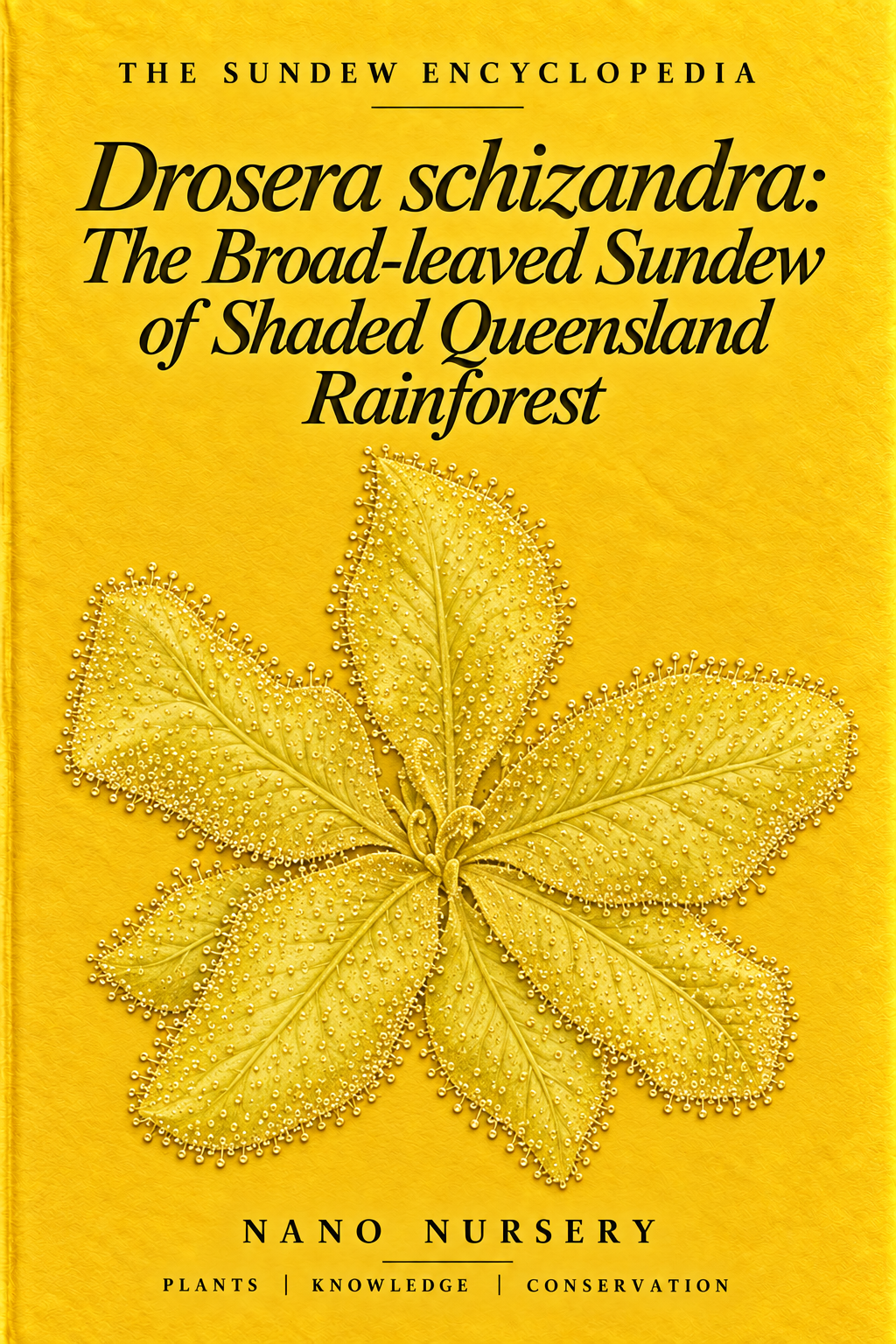 The Sundew Encyclopedia cover — Drosera schizandra: The Broad-leaved Sundew of Shaded Queensland Rainforest