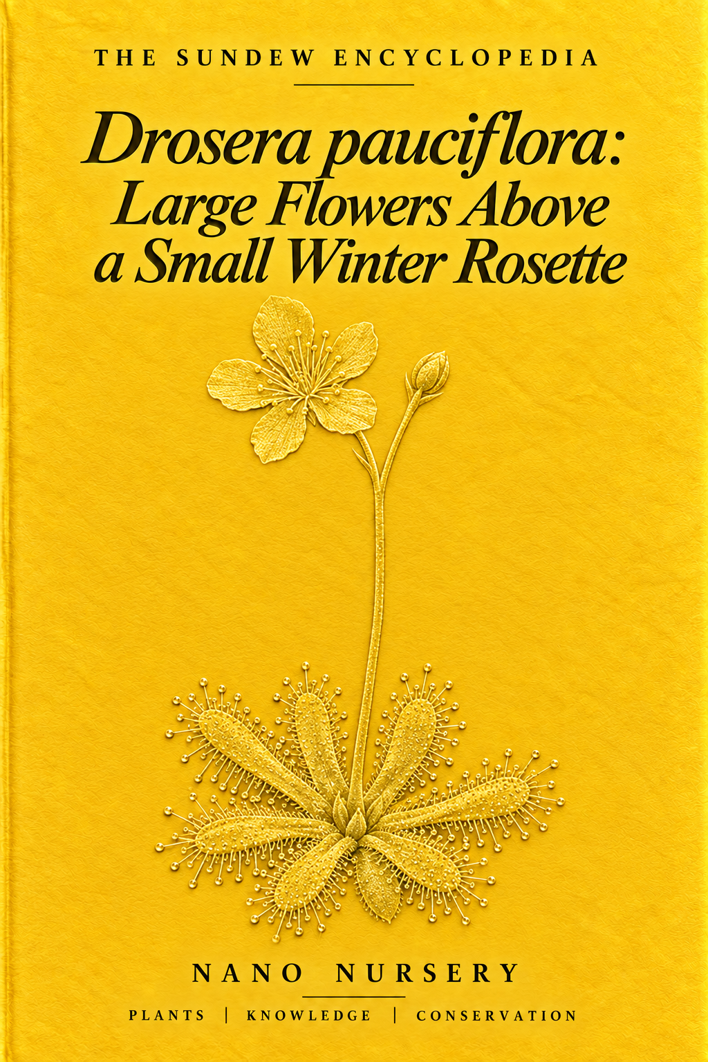 The Sundew Encyclopedia cover — Drosera pauciflora: Large Flowers Above a Small Winter Rosette