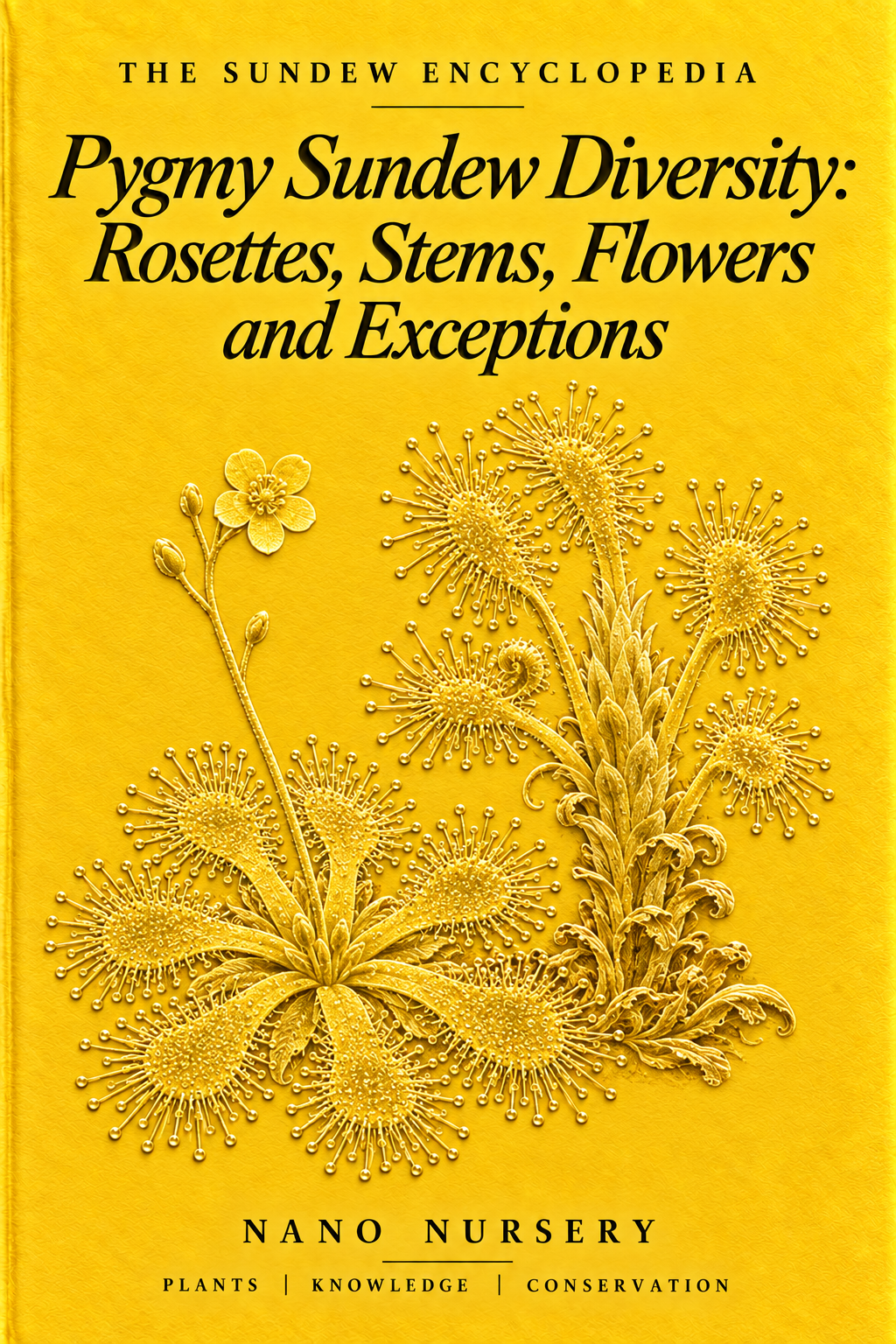 The Sundew Encyclopedia cover — Pygmy Sundew Diversity: Rosettes, Stems, Flowers and Exceptions