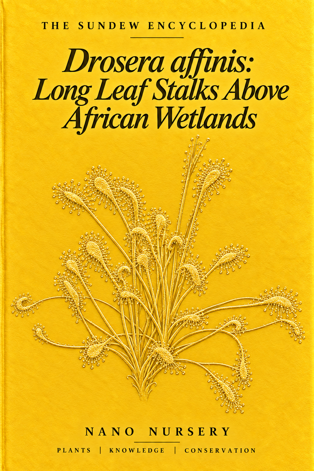 The Sundew Encyclopedia cover — Drosera affinis: Long Leaf Stalks Above African Wetlands