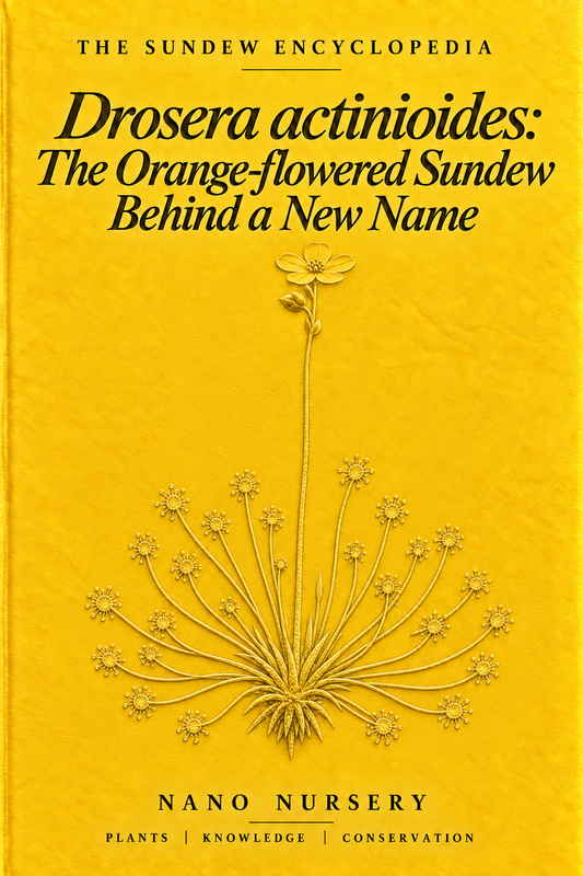 The Sundew Encyclopedia cover — Drosera actinioides: The Orange-flowered Sundew Behind a New Name