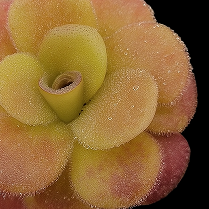 Frosted succulent plant on a black background